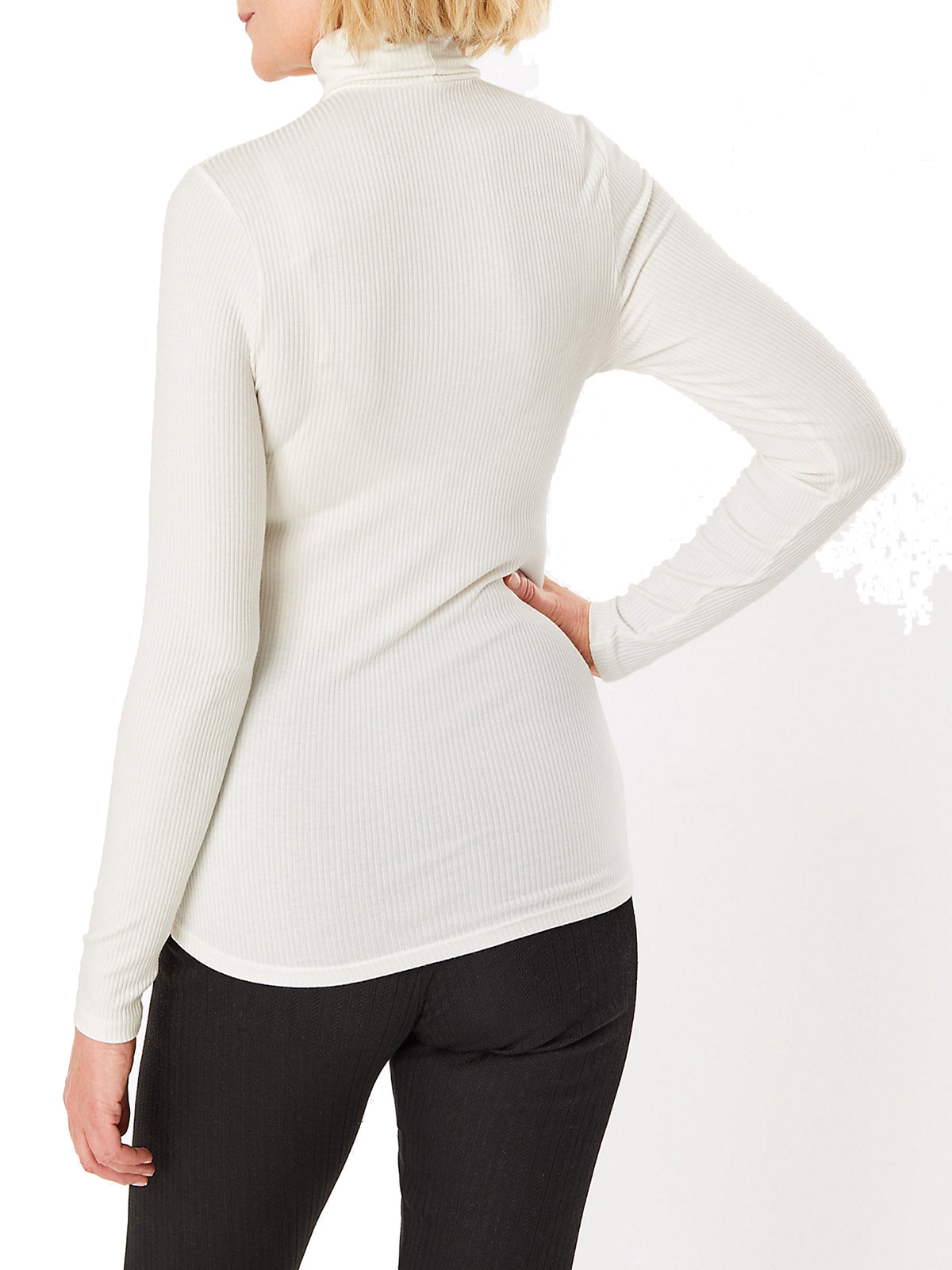 Marks And Spencer Mand5 Cream Ribbed Turtleneck Heatgen Thermal Top Size 6 To 22