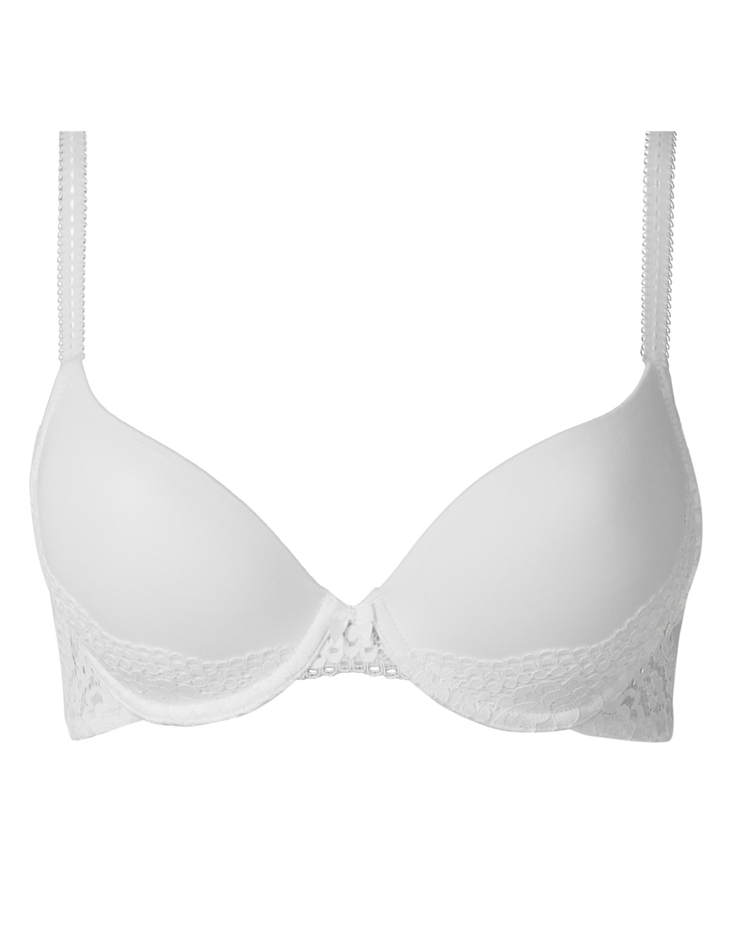 Marks and Spencer - - M&5 WHITE Vintage Lace Padded Plunge T-Shirt Bra ...