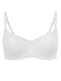 WHITE Cotton Rich Cool Comfort Smoothing Full Cup Bra - Size 34 to 42 (A-B-C-D-DD-E)