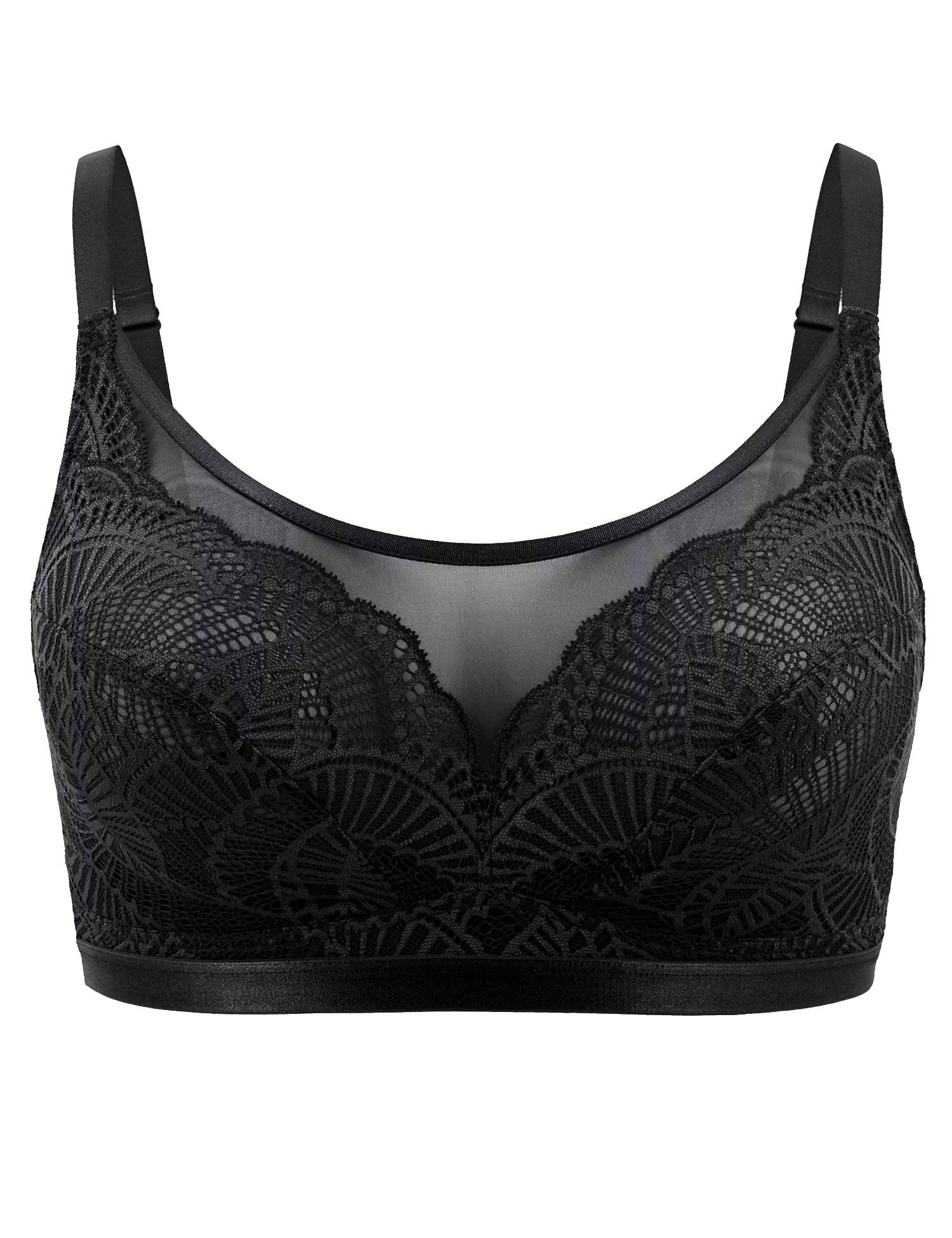 Marks and Spencer - - M&5 BLACK Mesh Lace Non-Padded Bralette - Size 32 ...