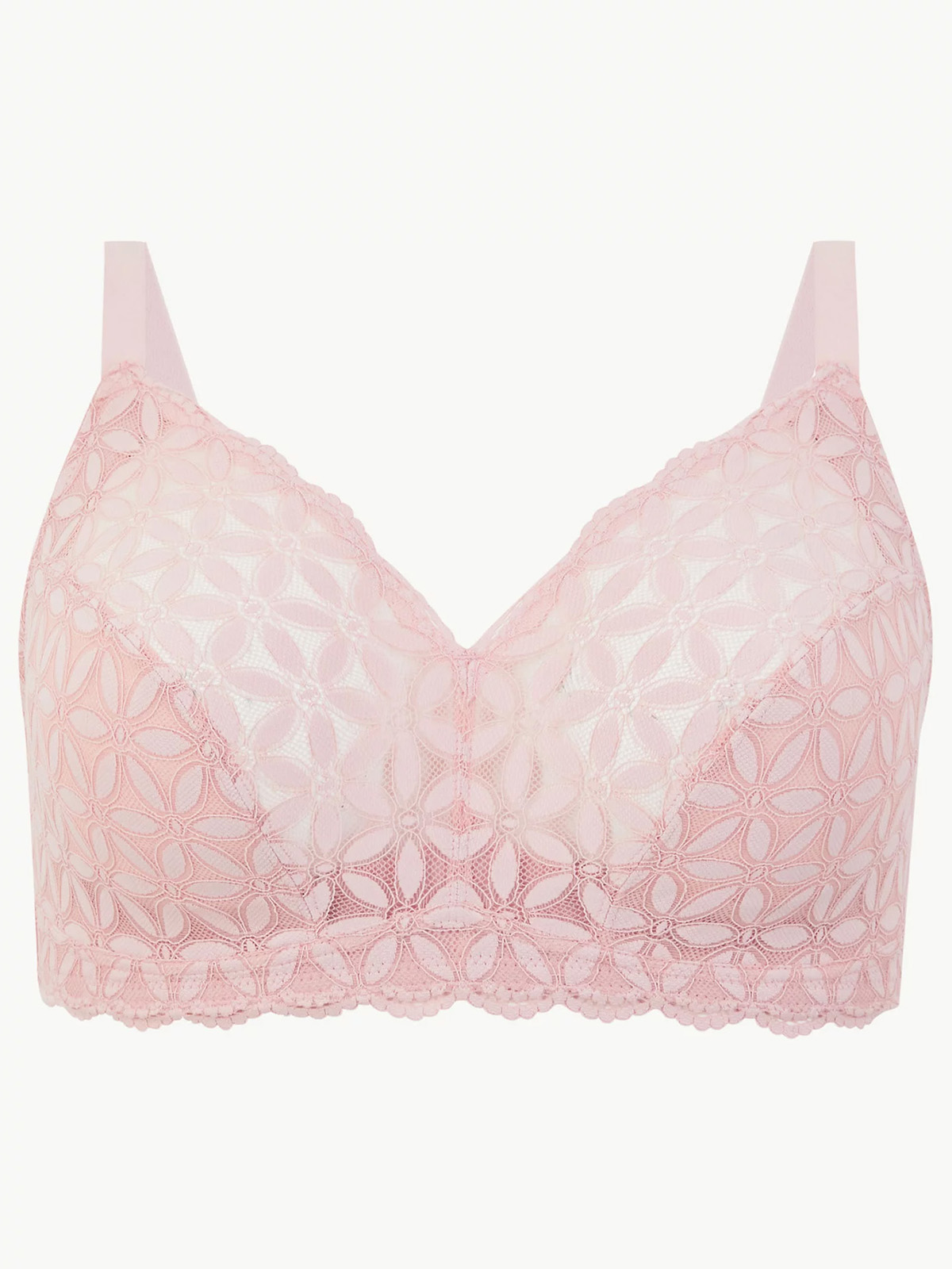 Marks And Spencer Mand5 Medium Pink Floral Lace Full Cup Bralette Size 32 To 34 Dd E F G Gg 
