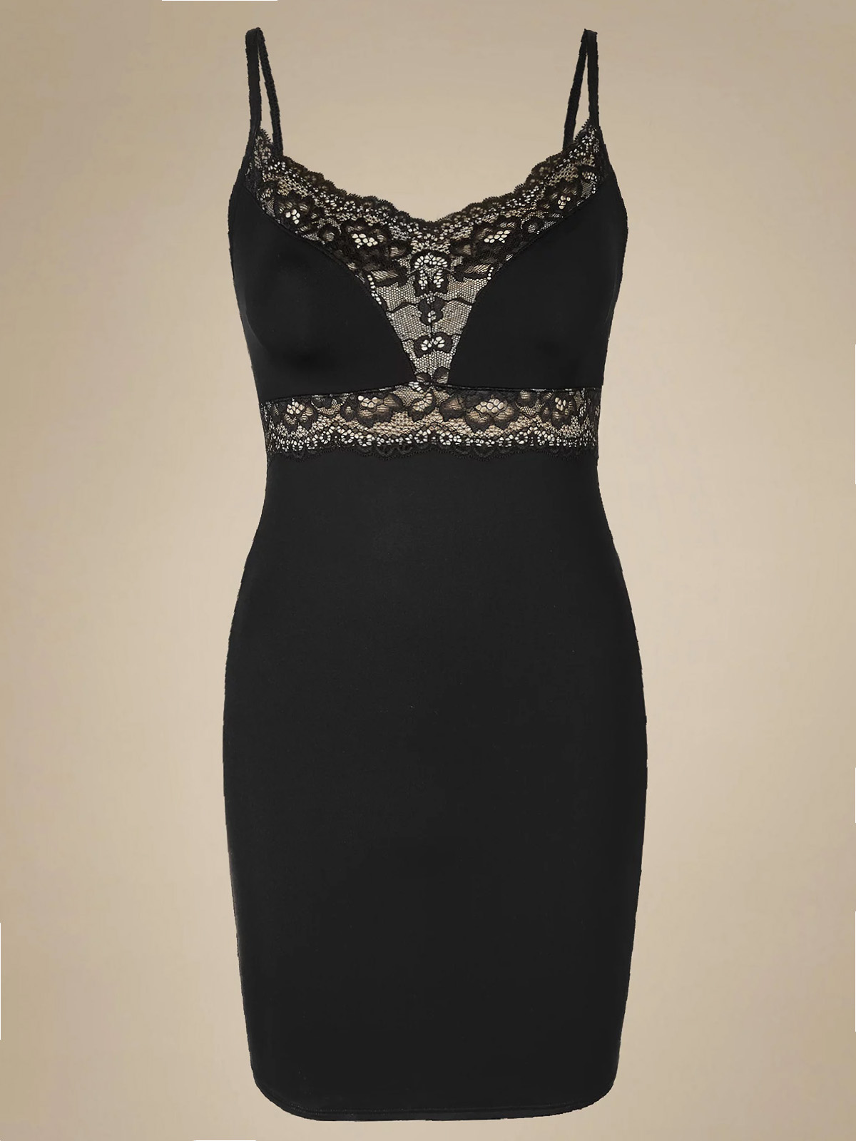 Marks and Spencer M&5 BLACK Light Control Lace Shaping Slip Size