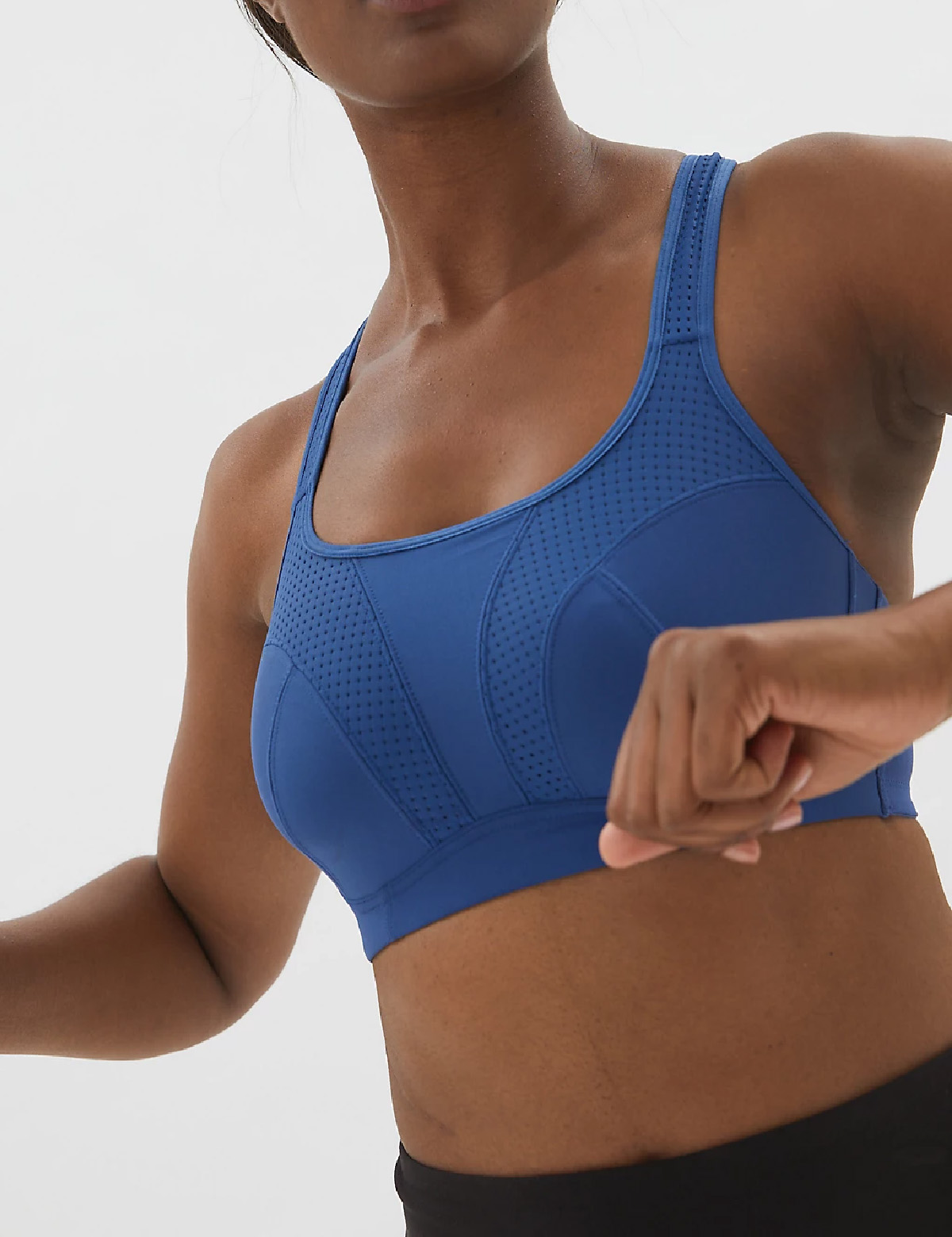  - - BLUE High Impact Non-Wired Sports Bra - Size 32 to 42 (C-D-E-H)