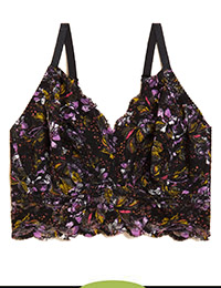 BLACK Garden Floral Lace Non Wired Bralette - Size 8 to 16