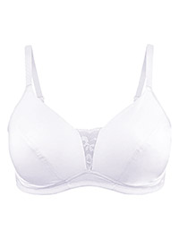 WHITE Cotton Rich Non-Wired Full Cup Bra - Size 32 to 42 (A-B-C-D-DD-E)