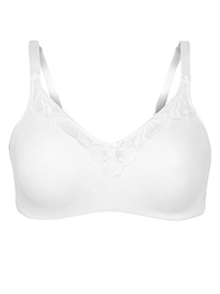 M&5 WHITE Olivia Embroidered Non-Padded Full Cup Bra - Size 36 (E cup)