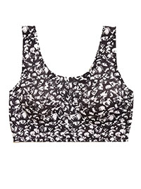 BLACK Printed Non Wired Sports Bra - Size 10 to 16