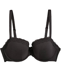 M&5 BLACK Embroidered Push Up Balcony Bra - Size 34 to 40 (A-C-D)