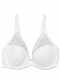 M&5 WHITE Harvest Embroidery High Apex Plunge Bra - Size 32 to 42 (A-D-E)