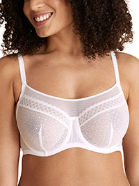 M&5 WHITE Mesh Lace Underwired Balcony Bra - Size 32 to 42 (C-D-DD-F-H)