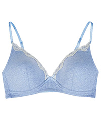 M&5 PALE-BLUE Lace Padded Full Cup Bra - Size 30 to 32 (D cup)
