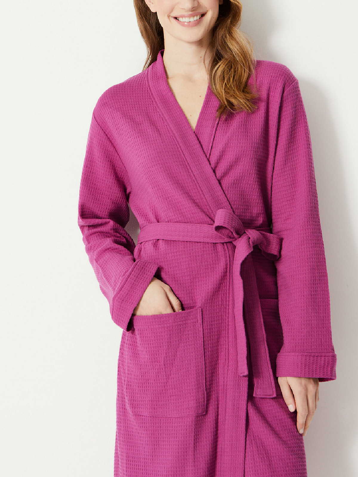 Marks and Spencer M&5 PURPLE Pure Cotton Waffle Dressing Gown