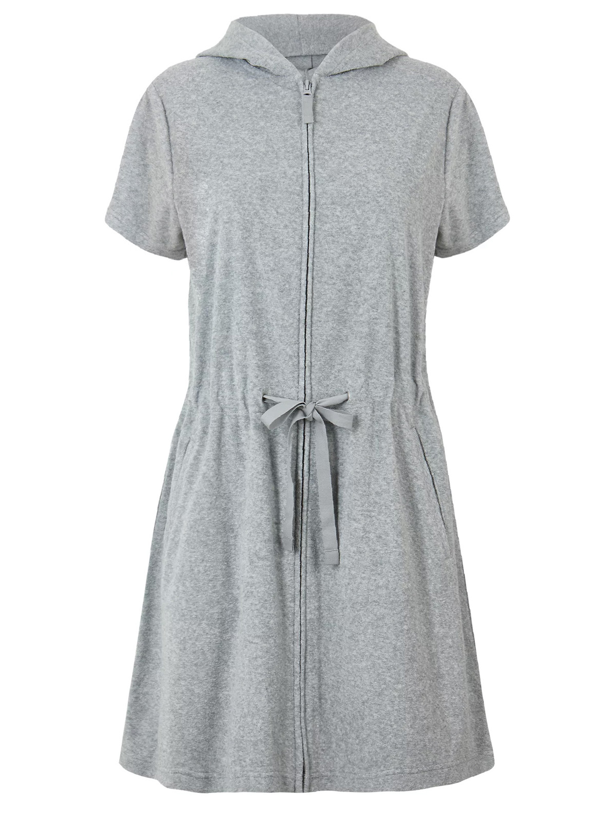 Marks and Spencer M&5 GREY Terry Zip Up Short Dressing Gown Plus Size 12/14 to 16/18