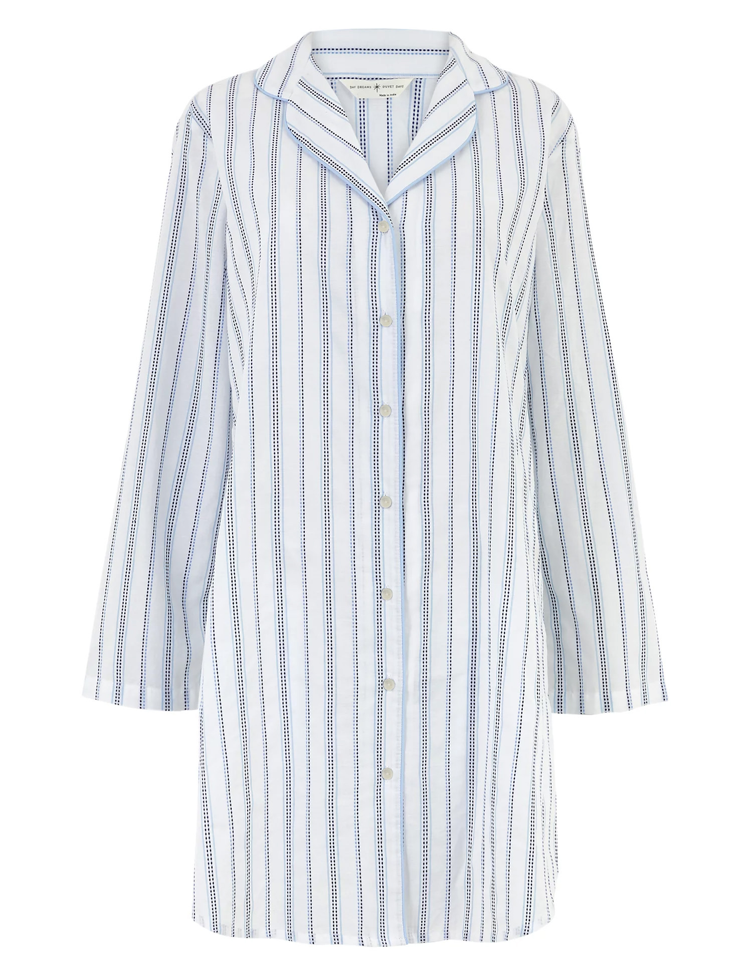 Marks and Spencer - - M&5 BLUE Pure Cotton Striped Nightshirt - Plus ...