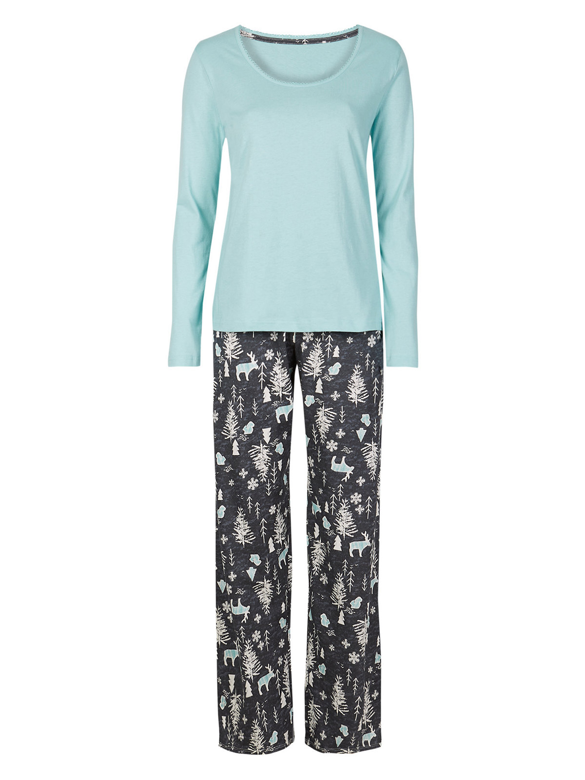 Marks and Spencer - - M&5 NAVY Pure Cotton Woodland Print Pyjama Set ...