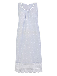 M&5 NAVY Pure Cotton Embroidered Nightdress - Size 6 to 26