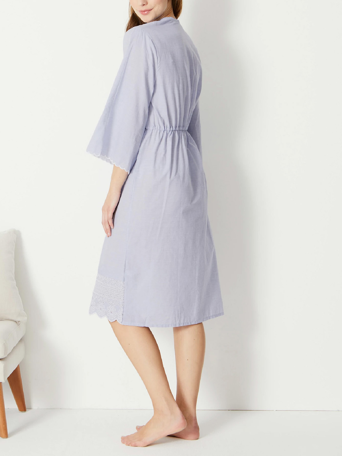 Marks and Spencer M&5 BLUE Pure Cotton Broderie Tassel Tie Dressing