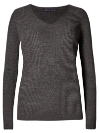 M&5 CHARCOAL Soft Ribbed V-Neck Jumper - Size 10 to 18 M&5 CHARCOAL Soft Ribbed V-Neck Jumper - Size 10 to 18