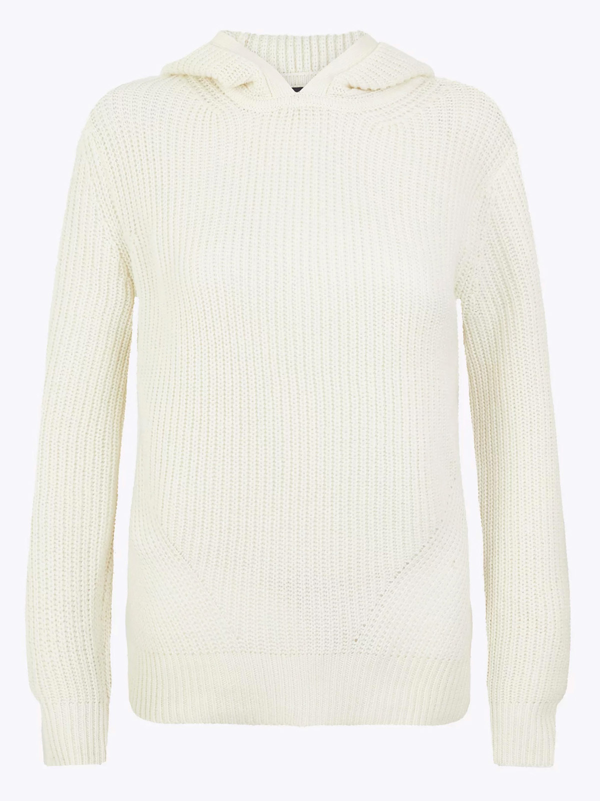 Marks and Spencer M&5 IVORY CREAM Ribbed Knitted Hoodie Size