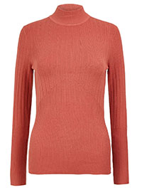 M&5 CINNAMON-BLUSH Ribbed Fitted Jumper - Size 6 to 24