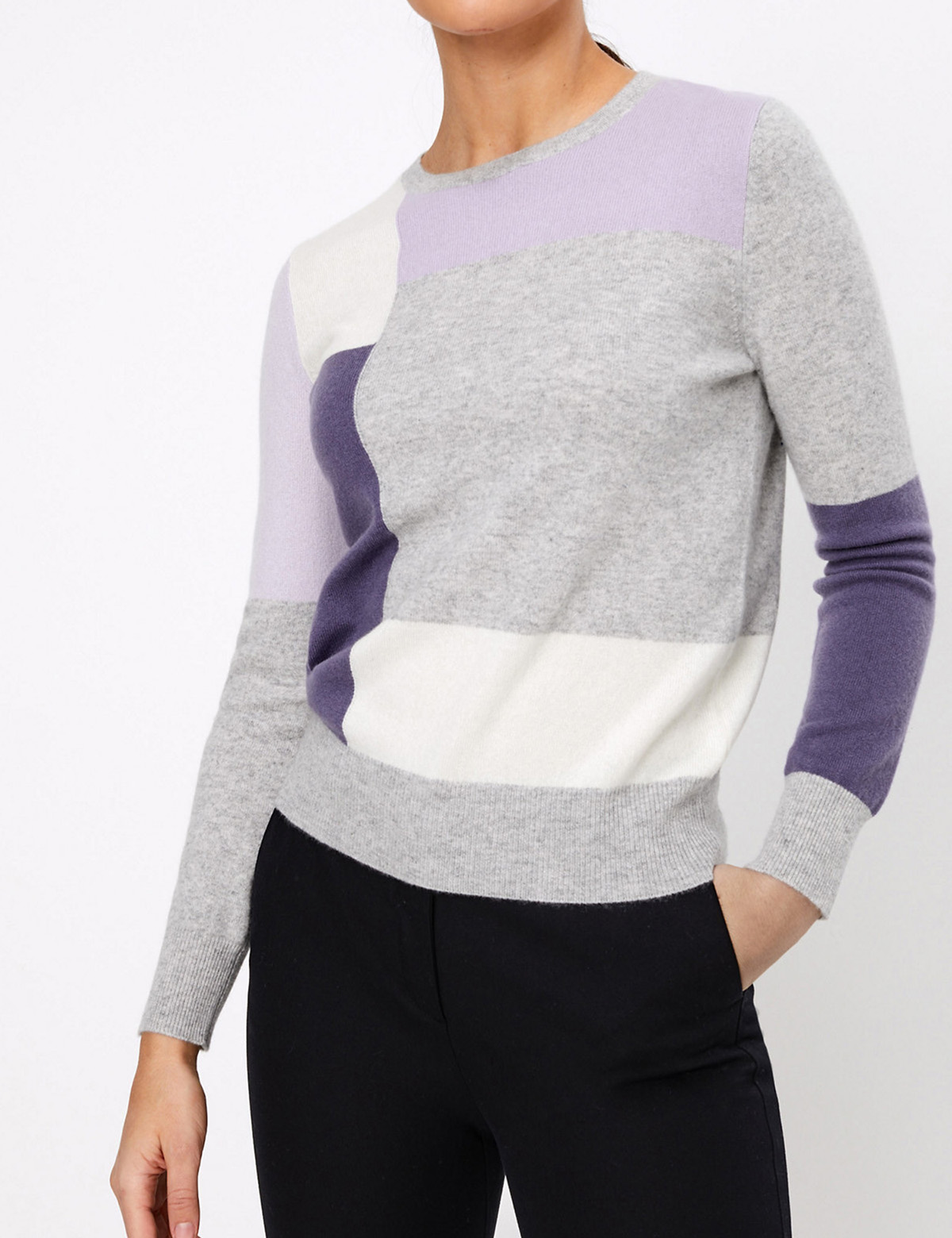 Marks and Spencer M&5 4UTOGRAPH LILAC Pure Cashmere Color Block