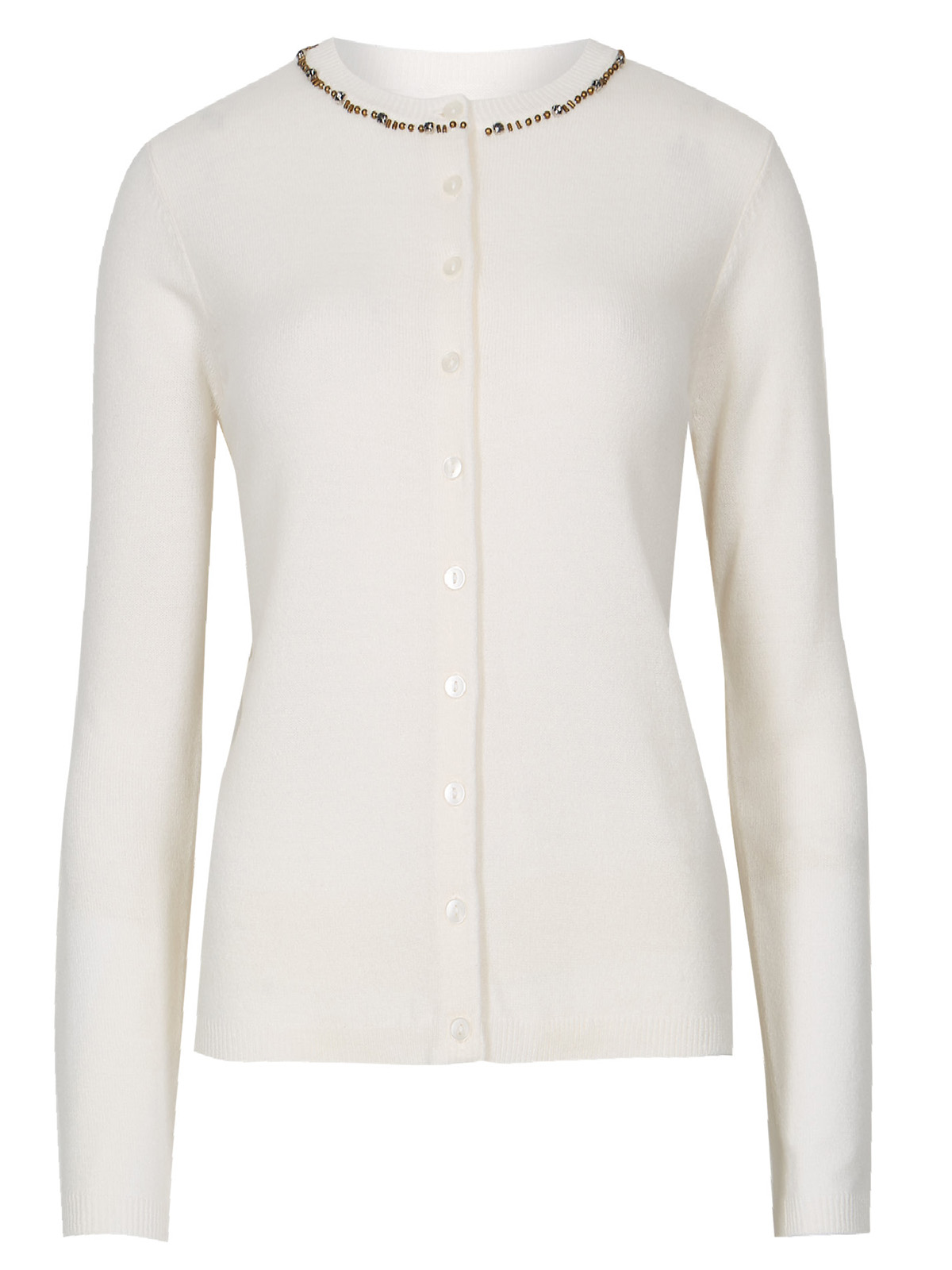 Marks and Spencer - - M&5 CREAM Bead Embellished Button Through ...