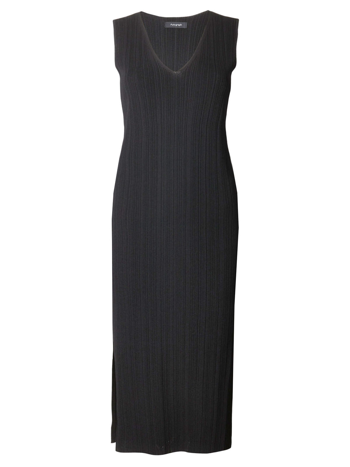 Marks and Spencer - - M&5 4utograph BLACK Textured V-Neck Knitted Dress ...