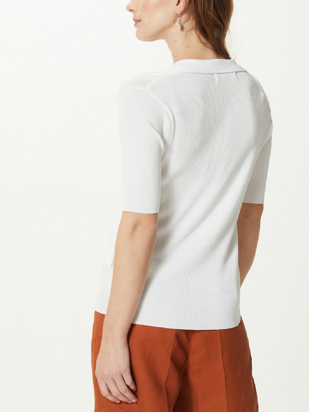 Marks and Spencer M&5 SOFTWHITE Ribbed Short Sleeve Knitted Top