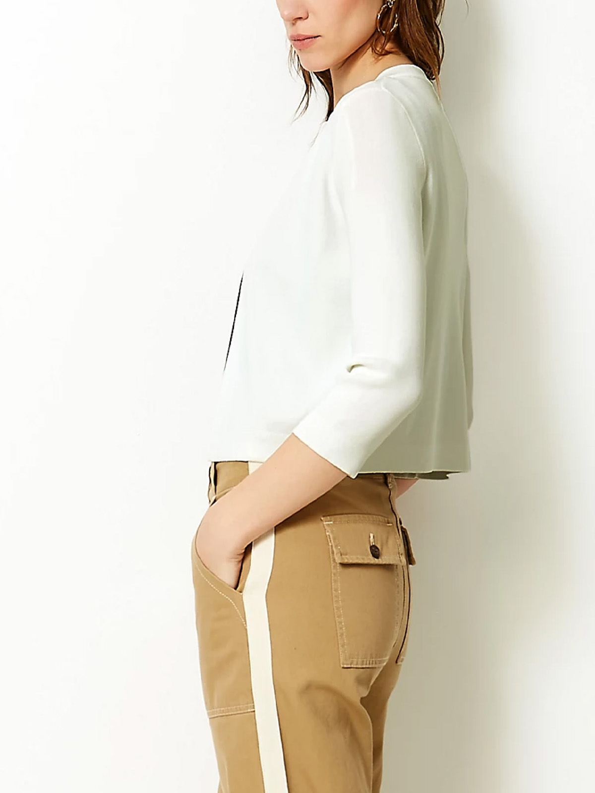 Marks and Spencer M&5 SOFTWHITE Round Neck 3/4 Sleeve Cardigan