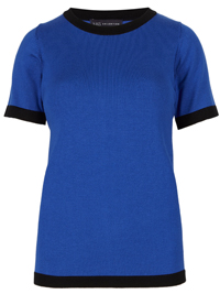 M&5 SAPPHIRE Contrast Trim Knitted T-Shirt - Size 8 to 16