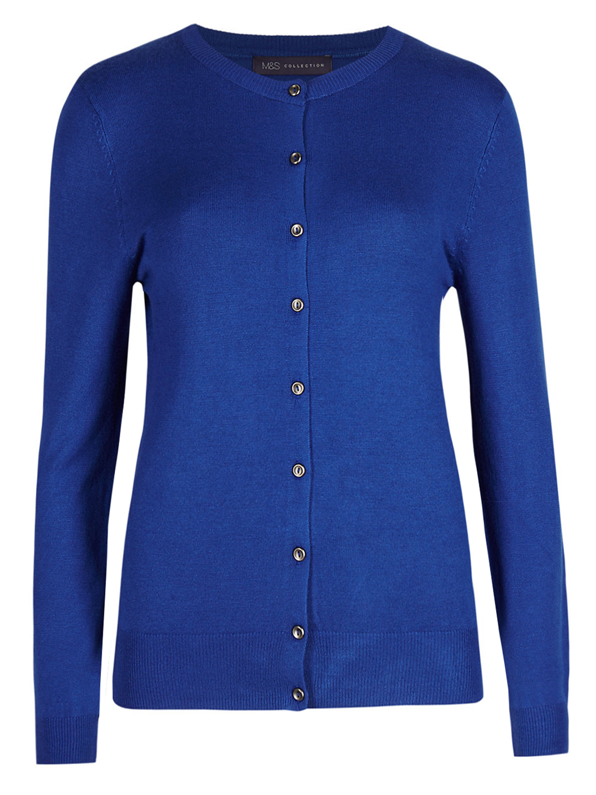 Marks and Spencer - - M&5 SAPPHIRE Ribbed Round Neck Button Through ...