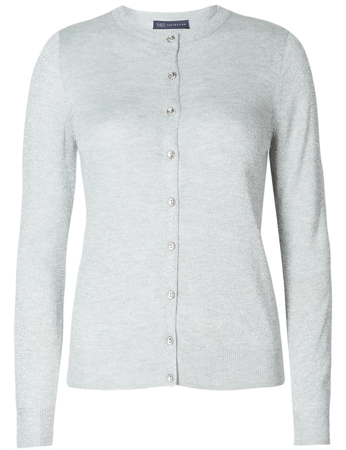 Marks and Spencer - - M&5 GREY Glitter Round Neck Cardigan - Size 12 to 24