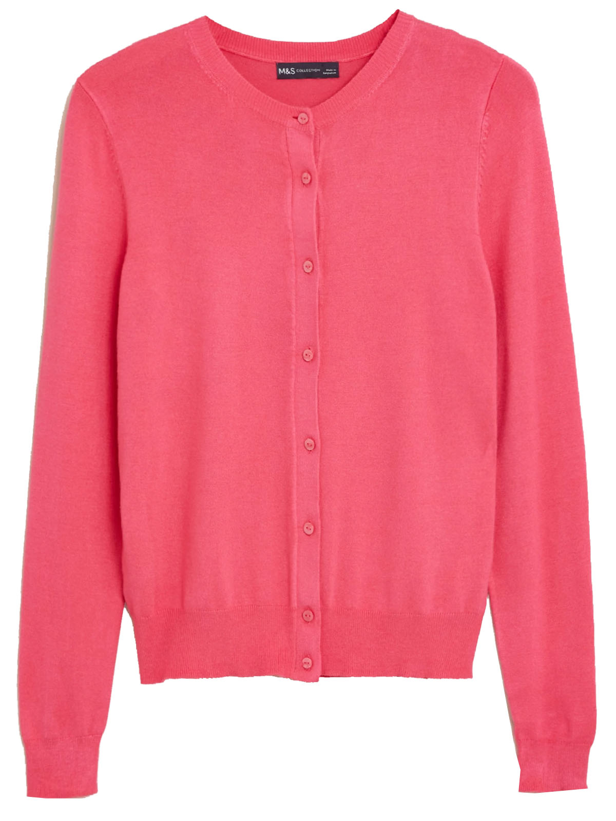 Marks and Spencer - - M&5 BRIGHT-PINK Crew Neck Cardigan - Size 6 to 24