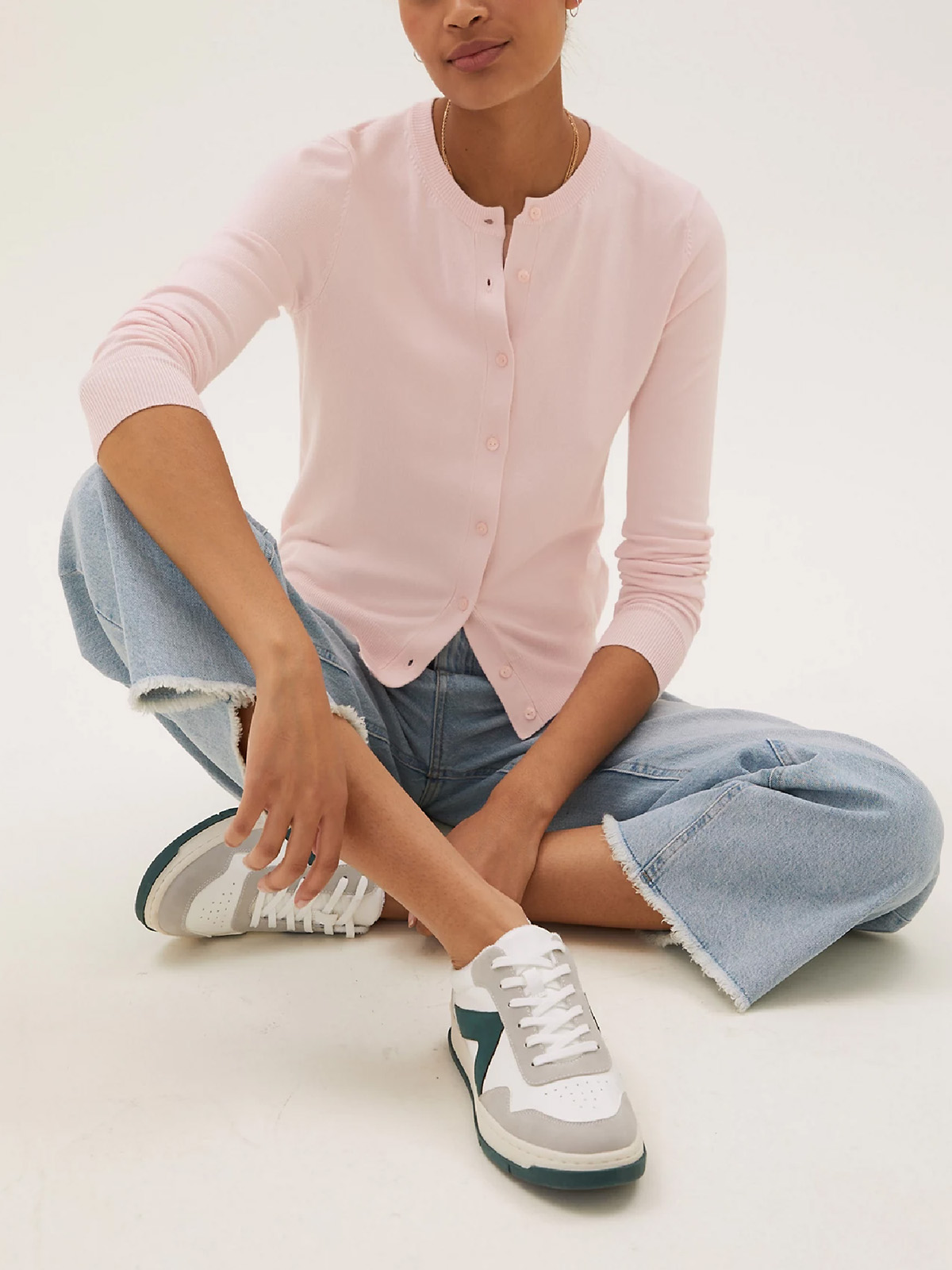 Marks and Spencer M&5 PALEPINK Crew Neck Cardigan Size 6 to 24