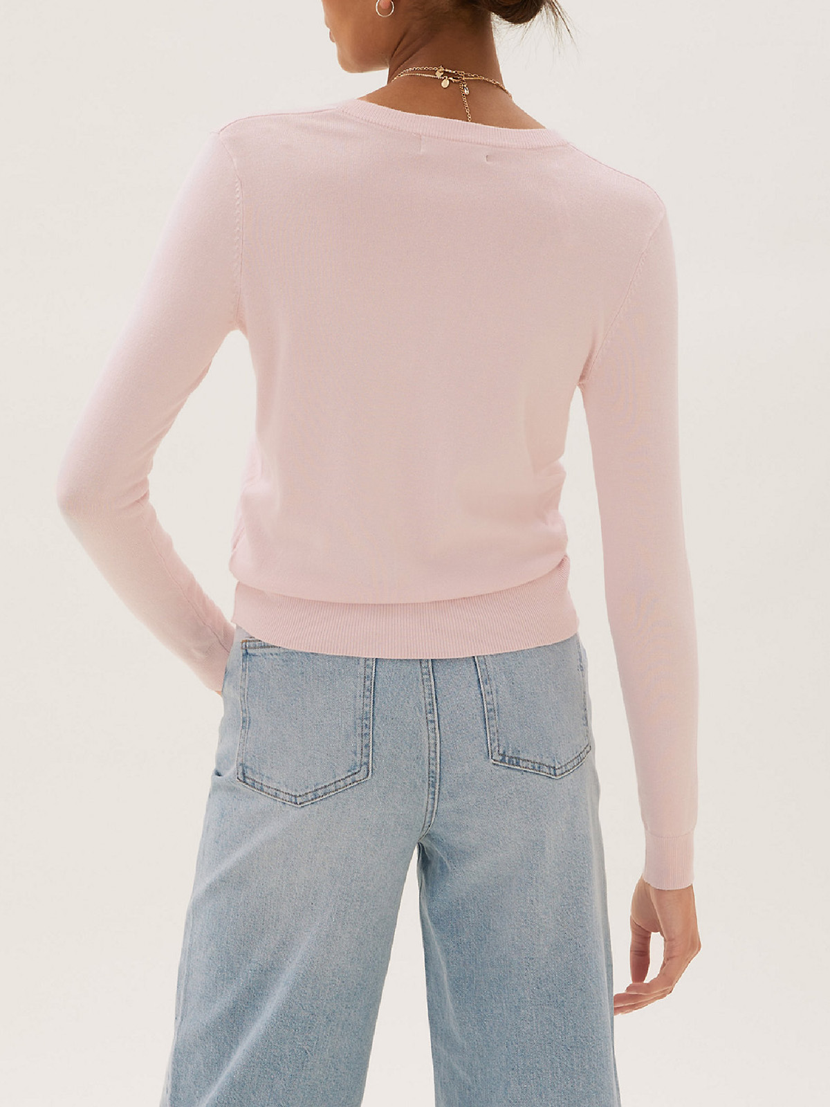 Marks and Spencer M&5 PALEPINK Crew Neck Cardigan Size 6 to 24