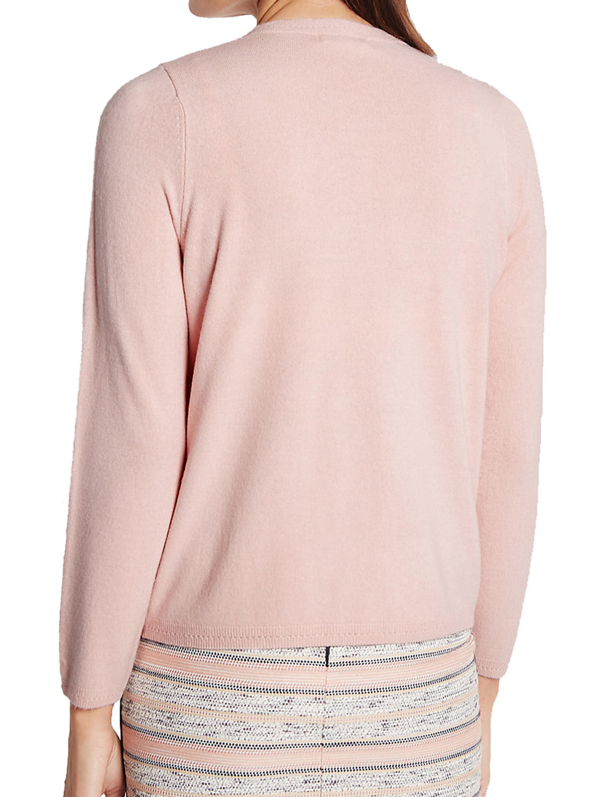 Marks and Spencer M&5 BLUSHPINK Ribbed Hem Long Sleeve Cardigan