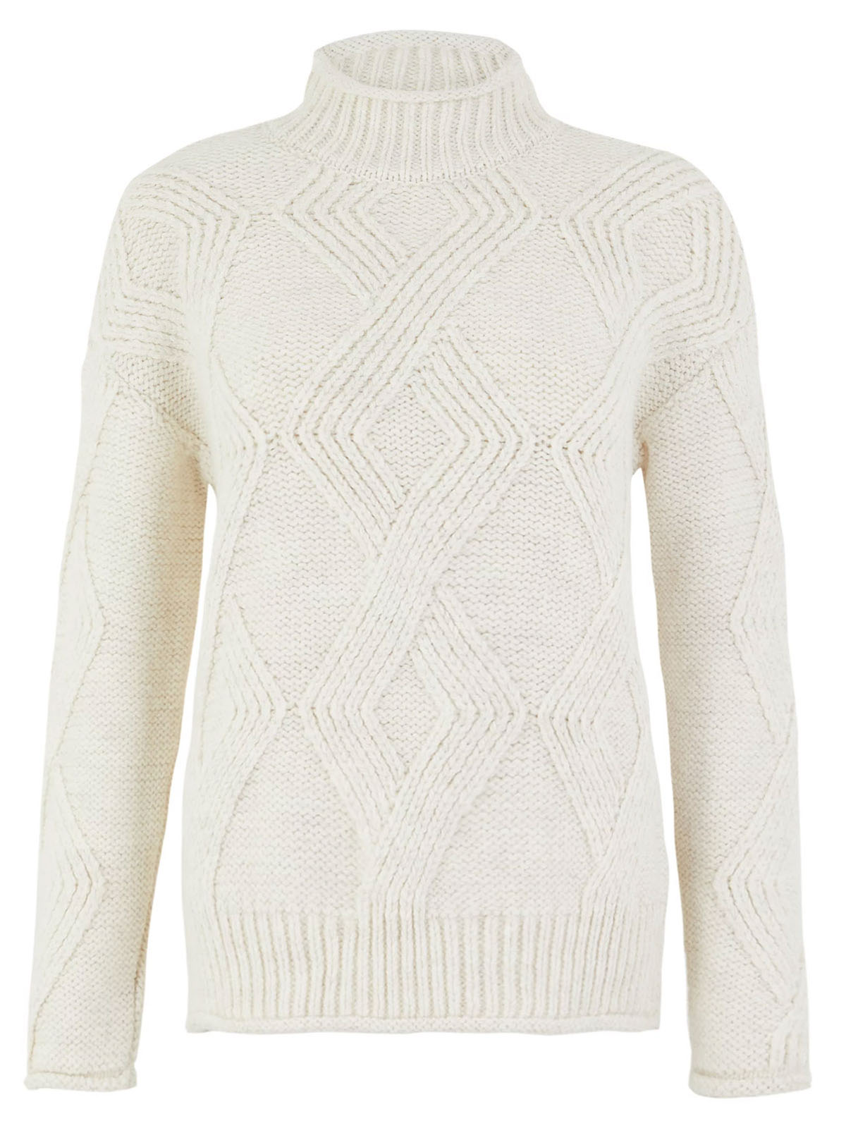 Marks and Spencer - - M&5 CREAM Argyle Cable Knit Turtle Neck Jumper ...