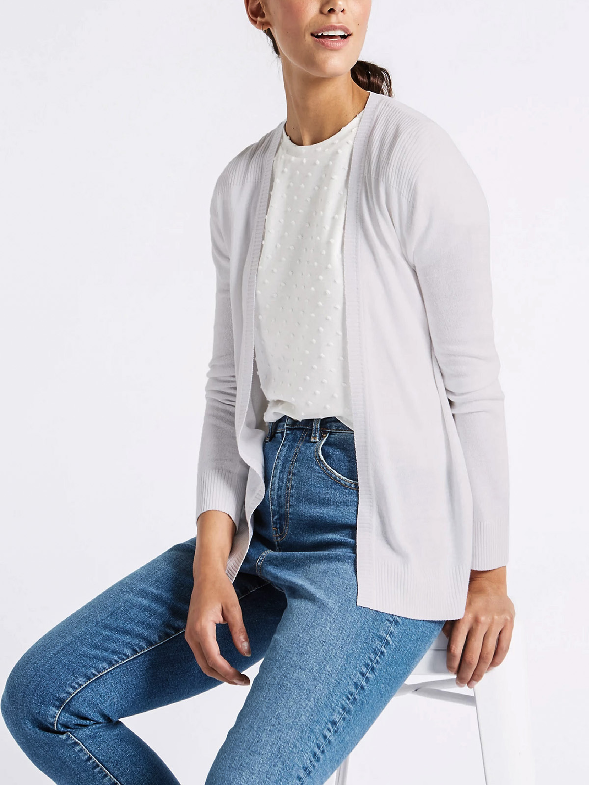 Marks and Spencer M&5 SOFTWHITE Long Sleeve Cardigan Plus Size