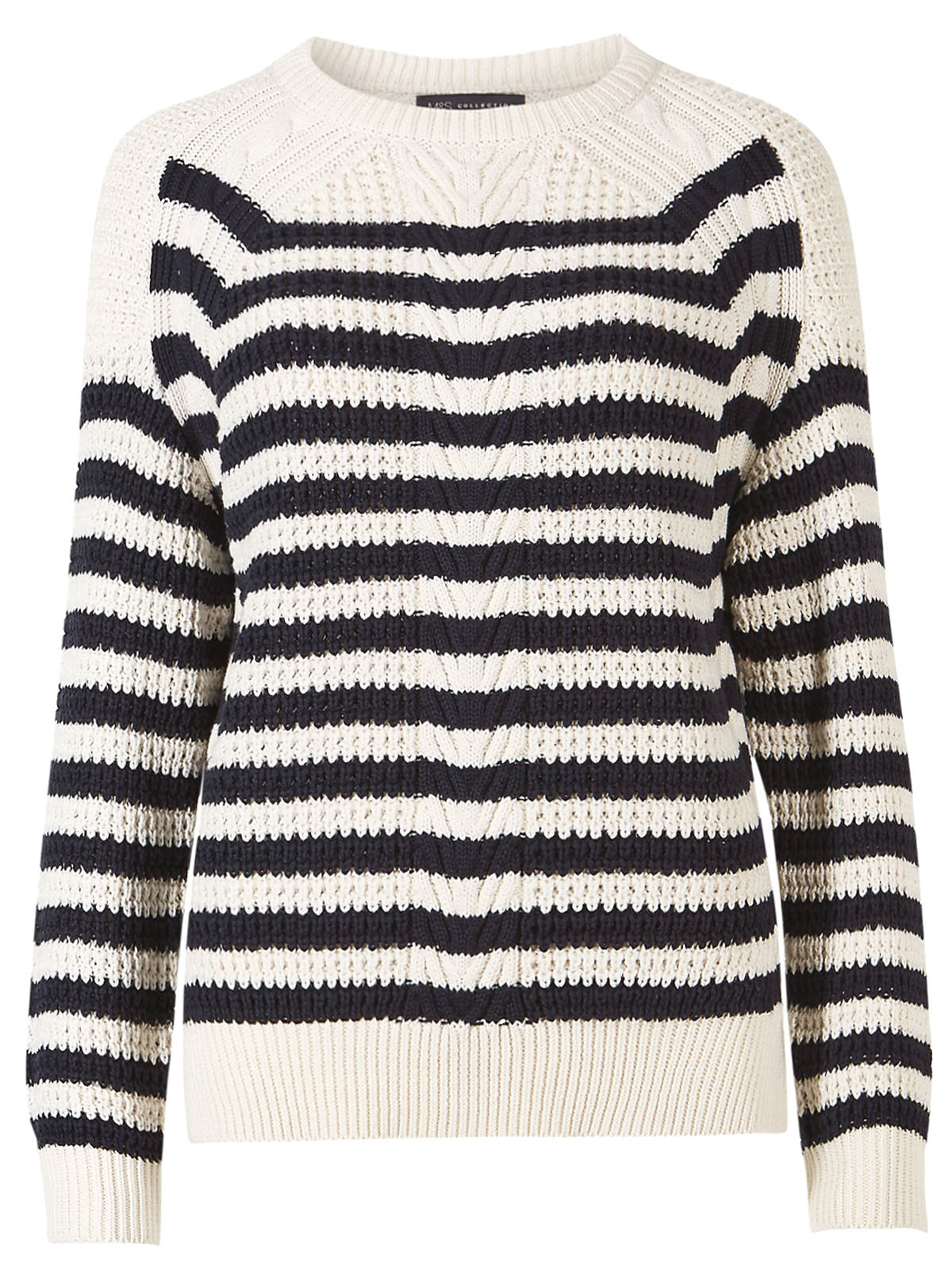 Marks and Spencer - - M&5 NAVY Mix Pure Cotton Cable Knit Striped ...