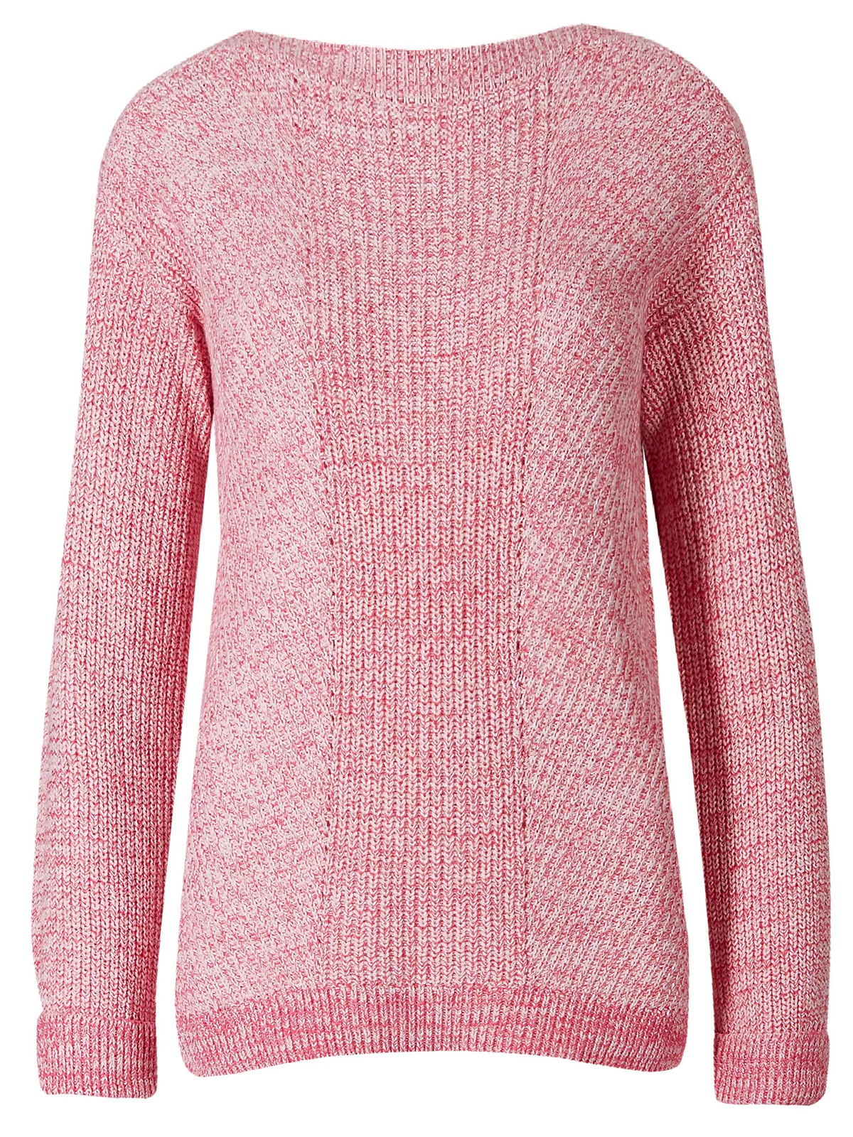 Marks and Spencer - - M&5 BRIGHT-PINK Pure Cotton Cable Knit Slash Neck ...