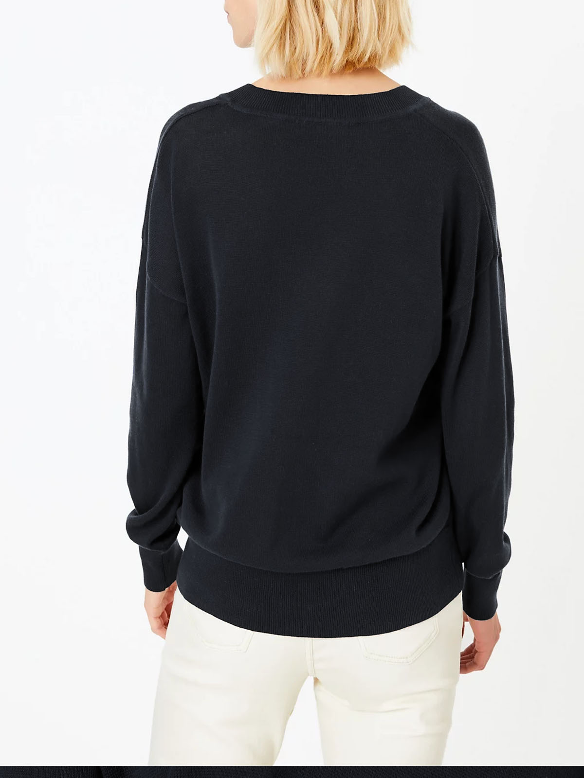 Marks and Spencer M&5 BLACK Pure Cotton VNeck Jumper Size 8/10