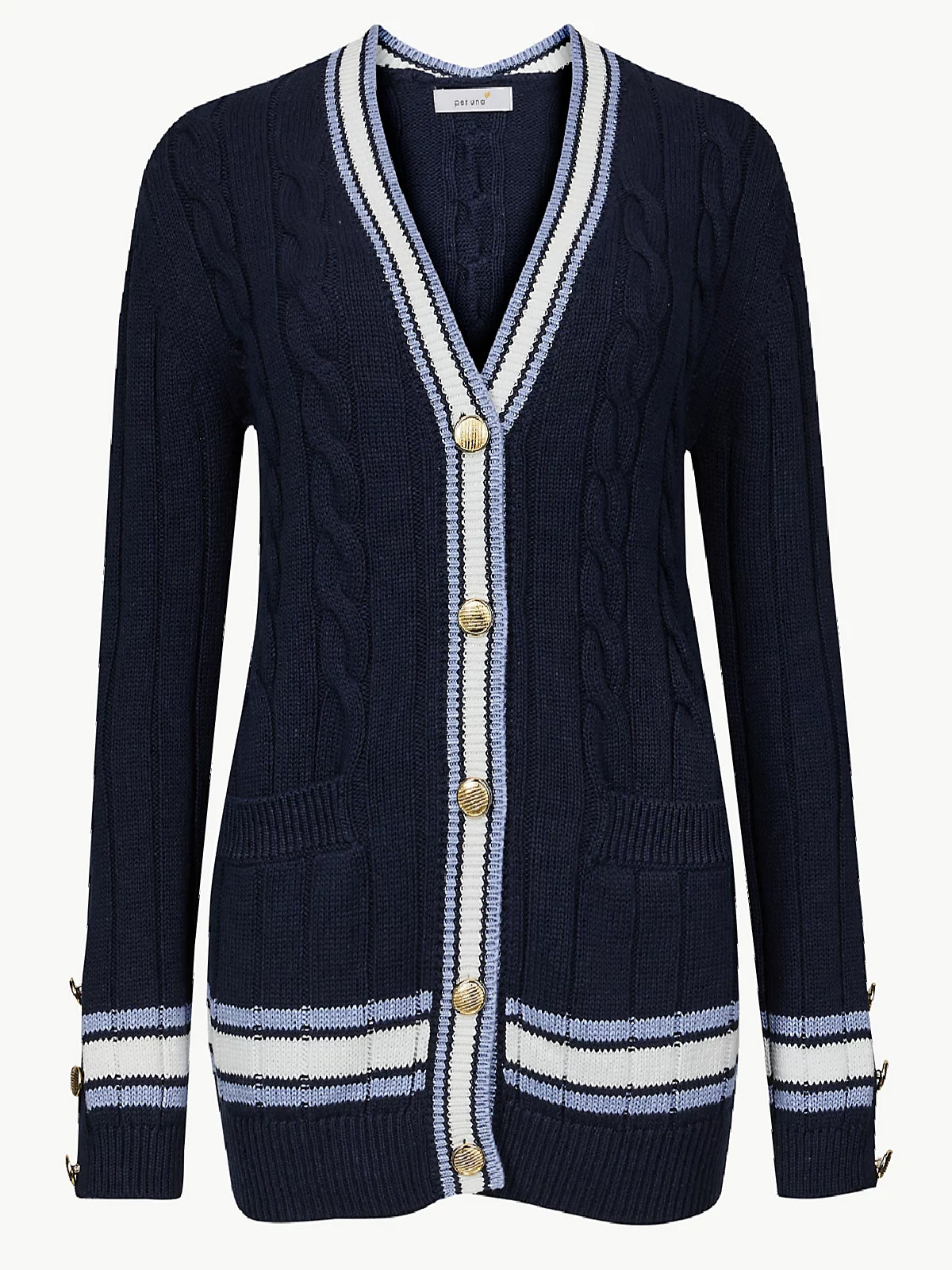 Marks and Spencer - - M&5 NAVY Pure Cotton Textured Cardigan - Size 12/ ...