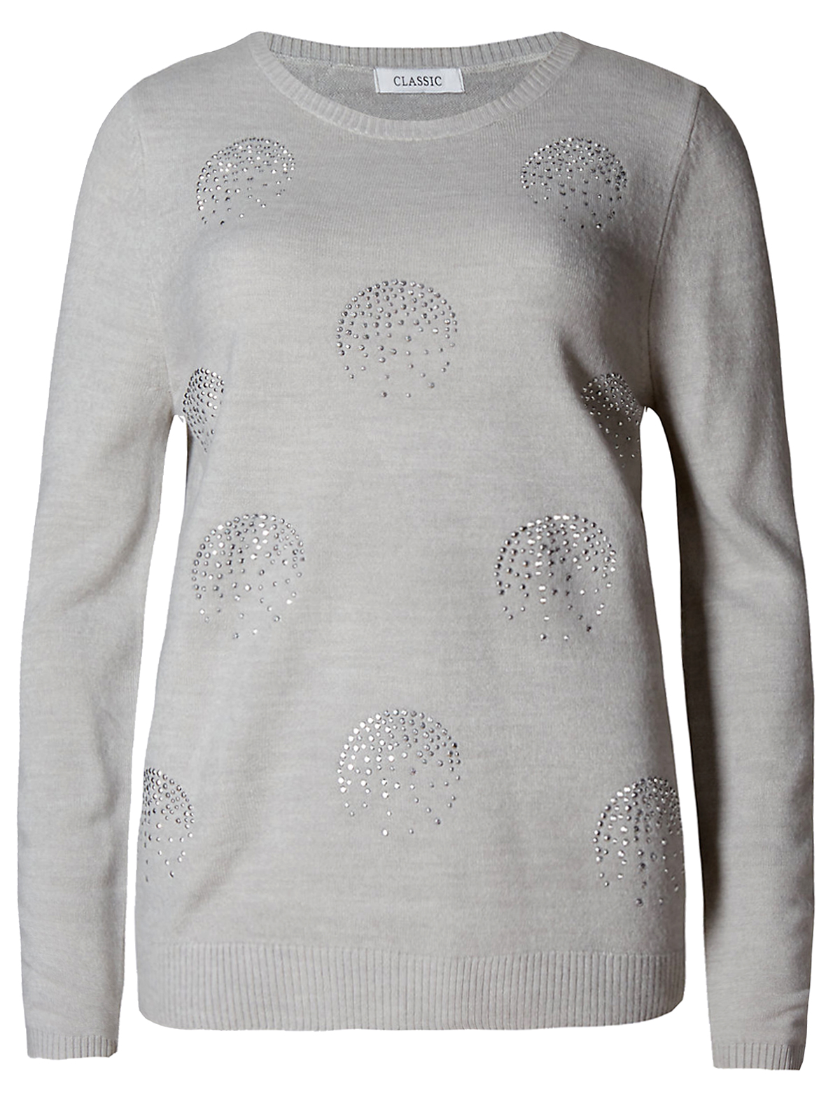 Marks and Spencer - - M&5 GREY Embellished Circle Knitted Round Neck ...