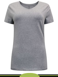 GREY Cotton Rich Fitted V-Neck Top - Size 6 to 22
