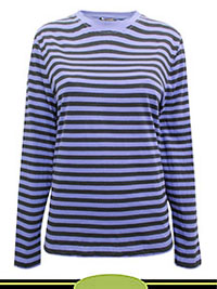 BLUE Pure Cotton Striped Straight Fit Top - Size 6 to 22