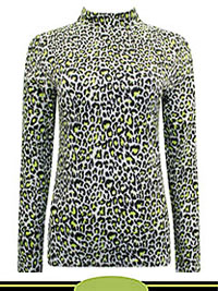 LIME Cotton Rich Animal Print Slim Fit Top - Size 6 to 8