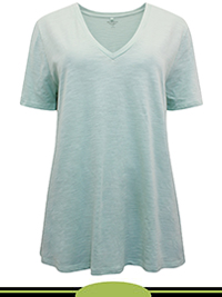 LIGHT-MINT Cotton Rich Straight Fit Slub T-Shirt - Size 6 to 22