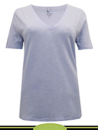 PALE-BLUE Cotton Rich Straight Fit Slub T-Shirt - Size 6 to 22