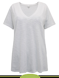 WHITE Cotton Rich Straight Fit Slub T-Shirt - Size 6 to 24