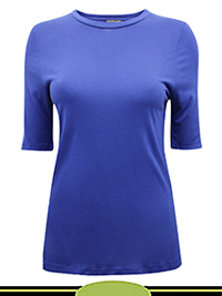 BLUE Fitted Short Sleeve T-Shirt - Size 6 to 24